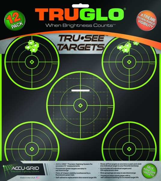 TruGlo TG11A12 Tru-See Target - 5-Bull 12x12 12Pk - TG11A12