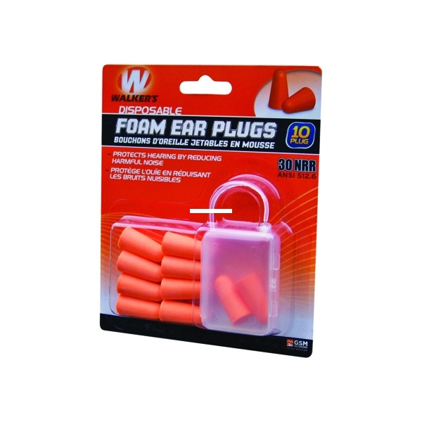 Walkers GWP-FP5PK Foam Ear Plugs - NRR 30dB, Orange, 5 Pairs, Blister - GWP-FP5PK