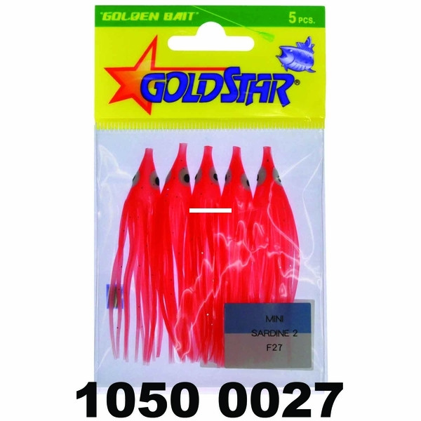 Yamashita 1050-0027 Mini Squid - Hoochie, 2 1/4", #20, Flame, 5/Pack - 1050-0027