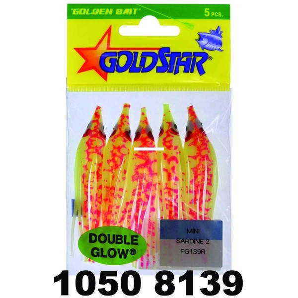 Yamashita 1050-8139 Mini Squid - Hoochie, 2 1/4", #20, Glow/Flame - 1050-8139