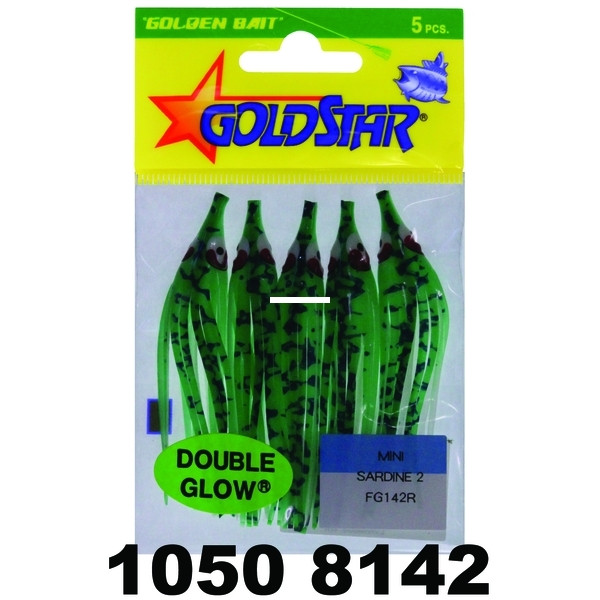 Yamashita 1050-8142 Mini Squid - Hoochie, 2 1/4", #20, Glow/Green - 1050-8142