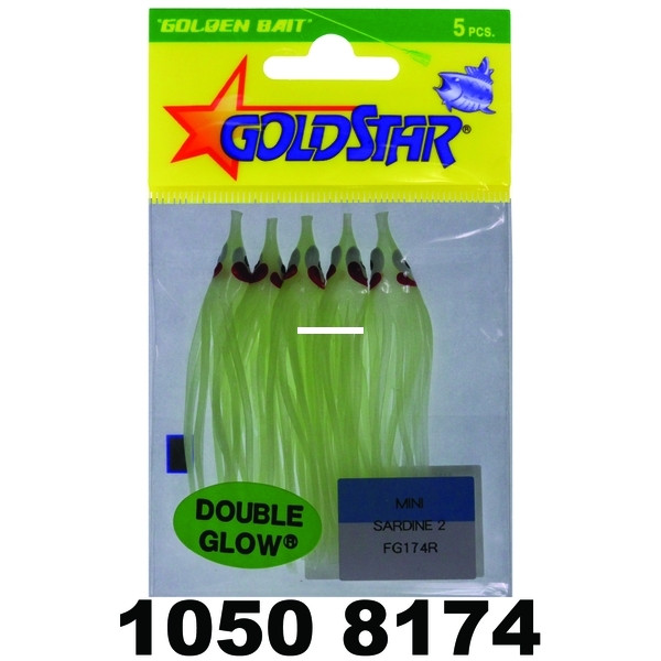 Yamashita 1050-8174 Mini Squid - Hoochie, 2 1/4", #20, Glow, 5/Pack - 1050-8174