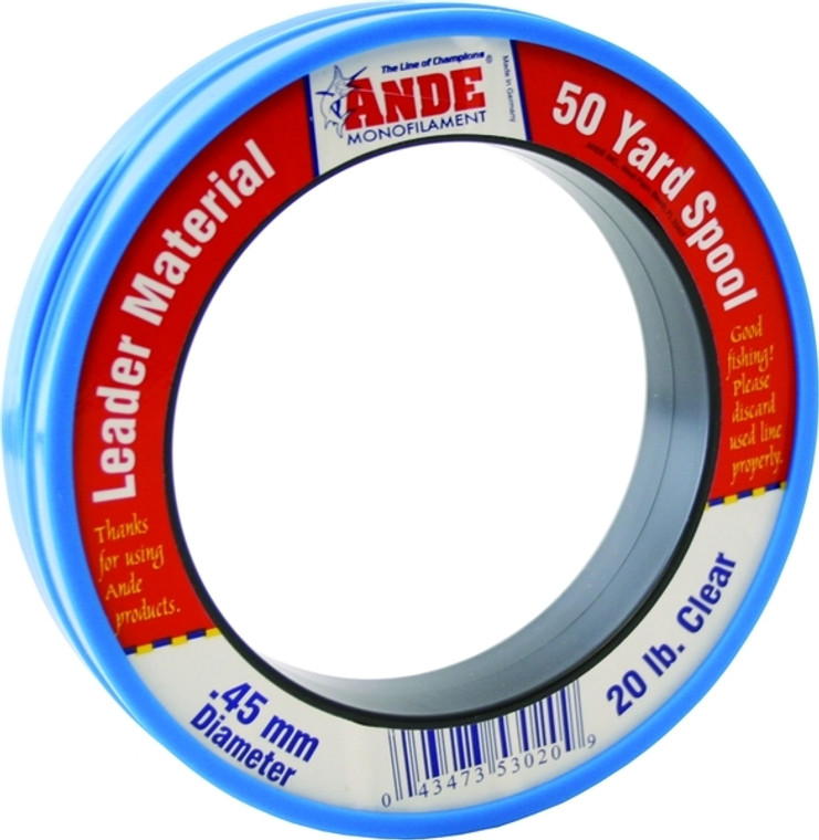 Ande PCW50-20 Mono Leader Wrist - Spool 20lb 50yd Clear - PCW50-20 Ande PCW50-20 Mono Leader Wrist - Spool 20lb 50yd Clear - PCW50-20