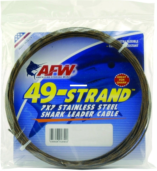 AFW K175C-0 49 Strand 7x7 Stainless - Steel Shark Leader Cable 175lb (80 - K175C-0