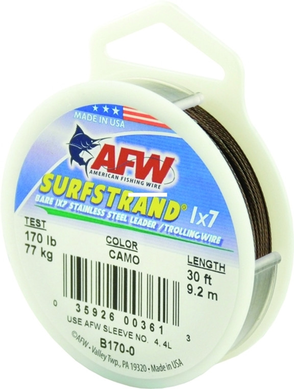 AFW B170-0 Surfstrand Bare 1x7 - Stainless Steel Leader Wire 170lb - B170-0