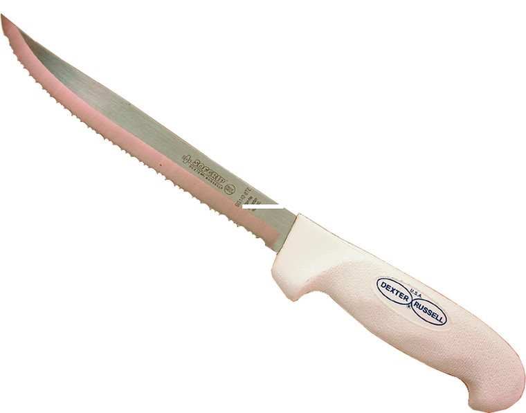 Dexter SG142-8TE-PCP SofGrip 8" - Tiger Edge Slicer, White Handle - SG142-8TE-PCP