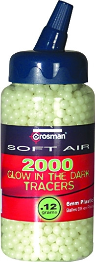 Crosman SAP2KGLW Airsoft Glow - Tracer BB's, 2000 Ct, 6.0 mm, 12Gr - SAP2KGLW