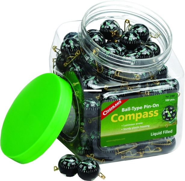Coghlans 1168 Bowl Of Pin-On - Compasses 100ea - 1168