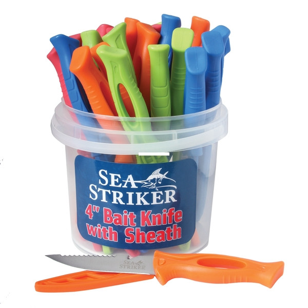 Sea Striker SSPBK-24 4" Bait Knives - w/Sheath Assorted Colors 24Pc - SSPBK-24