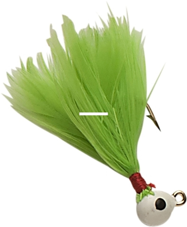 Double OO 62139 Flu-Flu Jig, 1/32 - oz, Sz 8 Hook, White/Chartreuse - 62139 Double OO 62139 Flu-Flu Jig, 1/32 - oz, Sz 8 Hook, White/Chartreuse - 62139