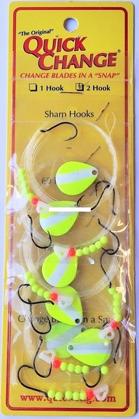 Quick Change WS31 Crawler Harness - 2 Hooks, Chartreuse/White, Carded - WS31
