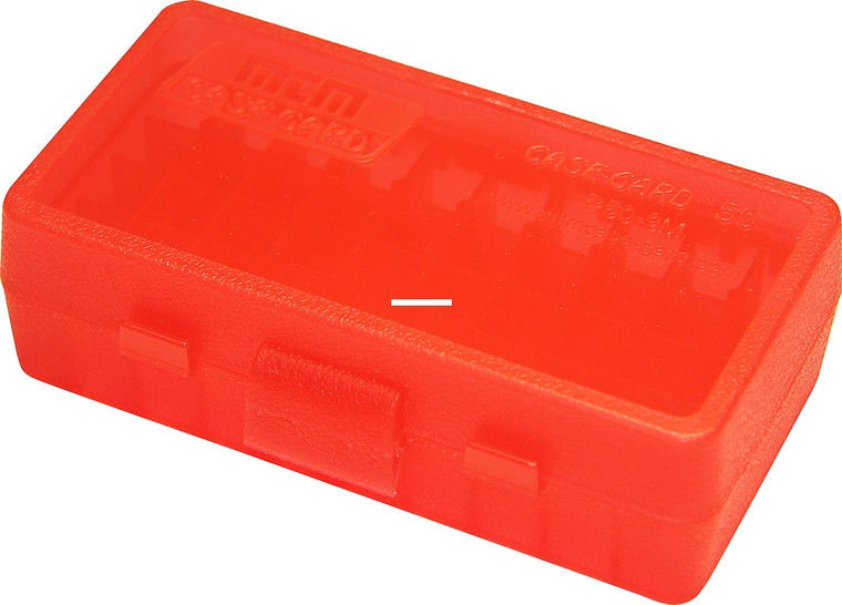 MTM P50-9M-29 Case-Gard Ammo Box 50 - Round Flip-Top 9mm 380 ACP Clear/Red - P50-9M-29
