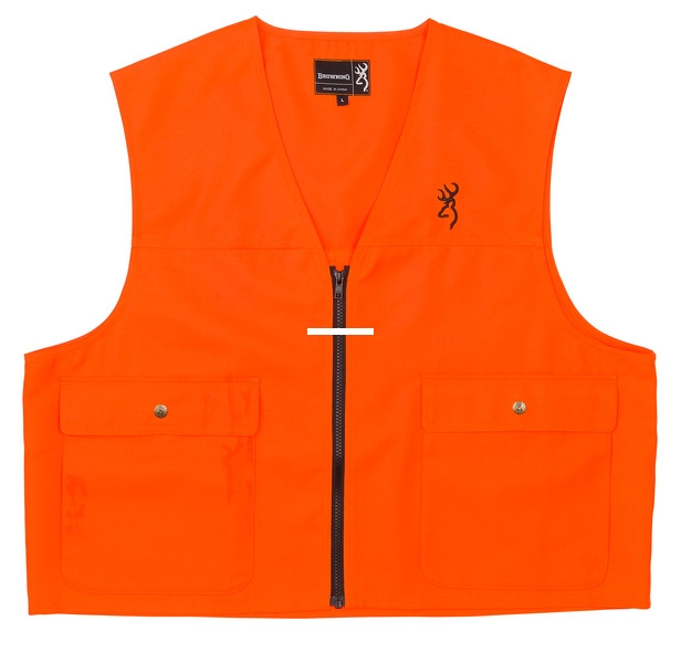 Browning 3051000103 Blaze Orange - Safety Vest Zip Front Back License - 3051000103