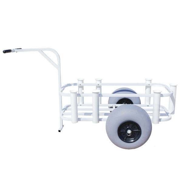 Sea Striker BRSC-WB White Surf Pier - Cart, 11" Balloon Tires, 7 PVC Rod - BRSC-WB