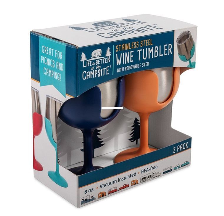 Camco 51917 LIBATC, Wine Tumbler - Set, 8oz. (Navy/Peach) - 51917 Camco 51917 LIBATC, Wine Tumbler - Set, 8oz. (Navy/Peach) - 51917