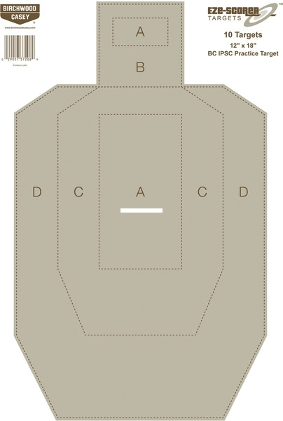Birchwood Casey BC-37206 Eze-Scorer - 12 x 18 BC IPSC Practice Paper - 10 - BC-37206