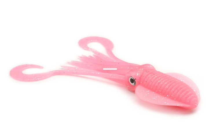 P-Line PTTS45-310 Twin Tail Squid - 4.5" Pink Glow Glitter - PTTS45-310