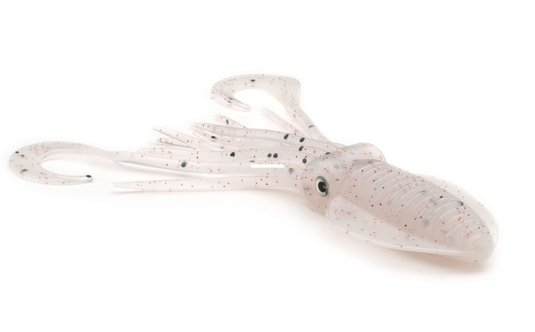 P-Line PTTS70-304 Twin Tail Squid - 7" Clear White Black Glitter - PTTS70-304