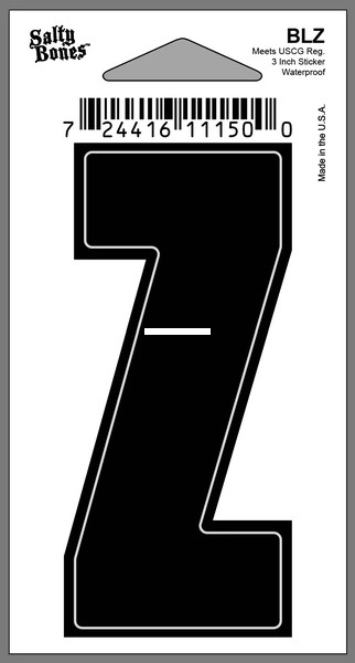 Salty Bones BLZ 3" Vinyl Boat - Letter "Z" - BLZ