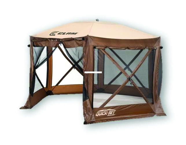 Clam 9882 Pavilion Screen Shelter - - 6 Side DLX - Brown/Tan Roof/Black - 9882