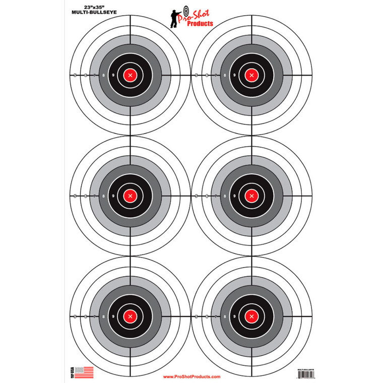 Pro-shot - 23inx35in Heavypaper Target 6pk Mltblsye - MULTIBULLSEYE5PK