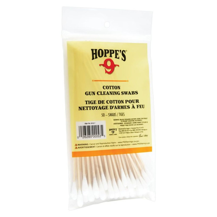 Hoppe's - Cotton Cleaning Swab 50ct Wd Gr 5.9 Bag - T06
