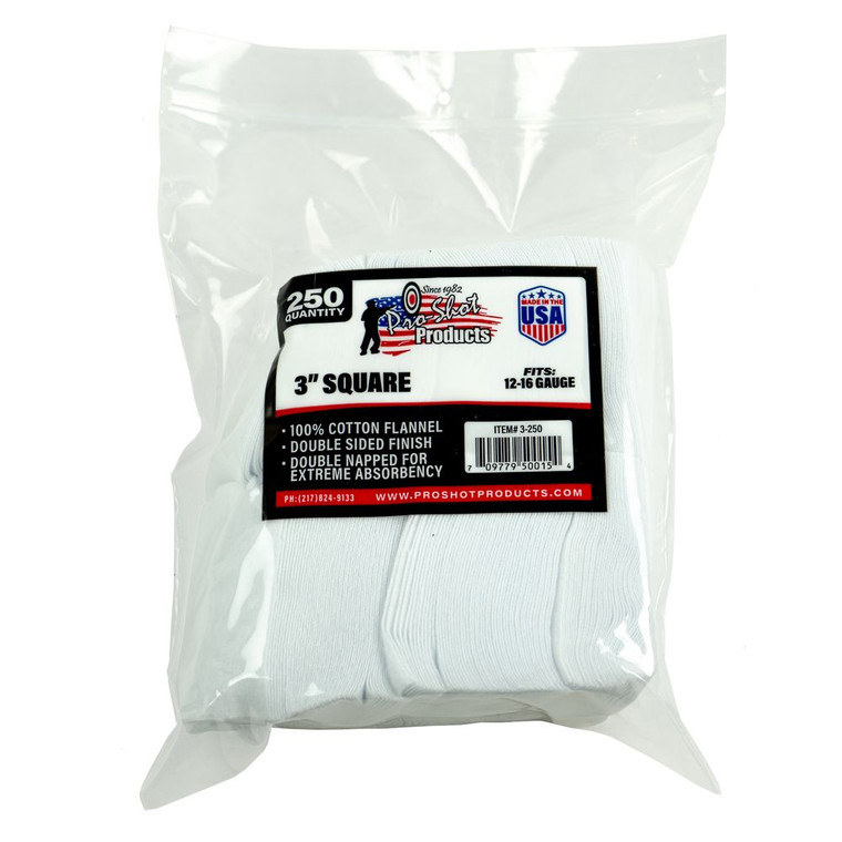 Pro-shot - Cleaning Patches 3in Sq 250ct - 3250