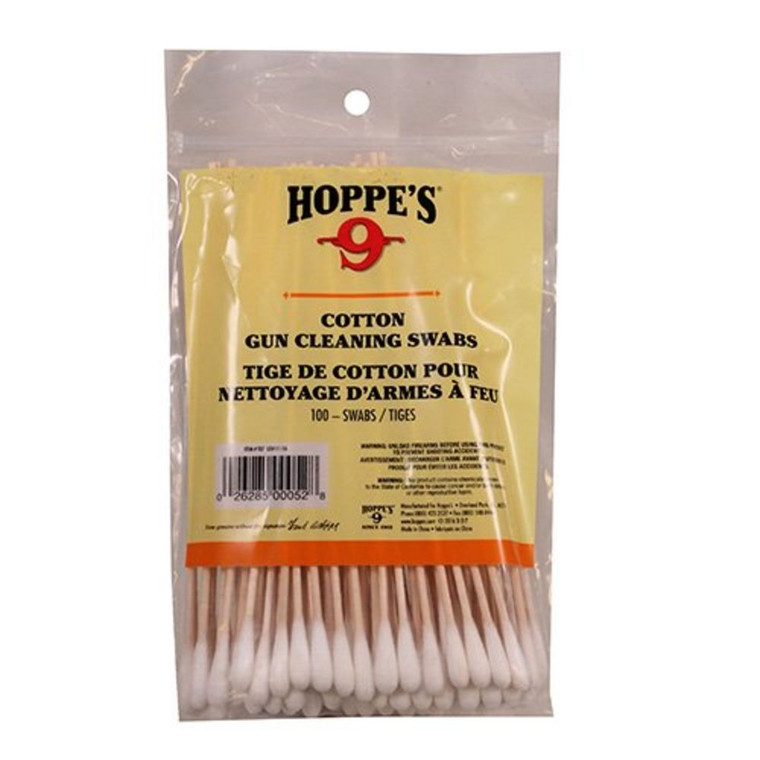 Hoppe's - Cotton Cleaning Swab 100ct Wd Gr 5.9 Bag - T07