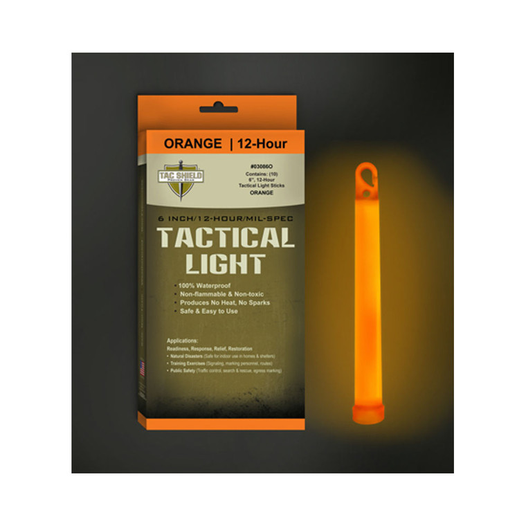 Tac Shield - Tac 12 Hr Light Stick Orange 6 In 10 Pk - 03086O