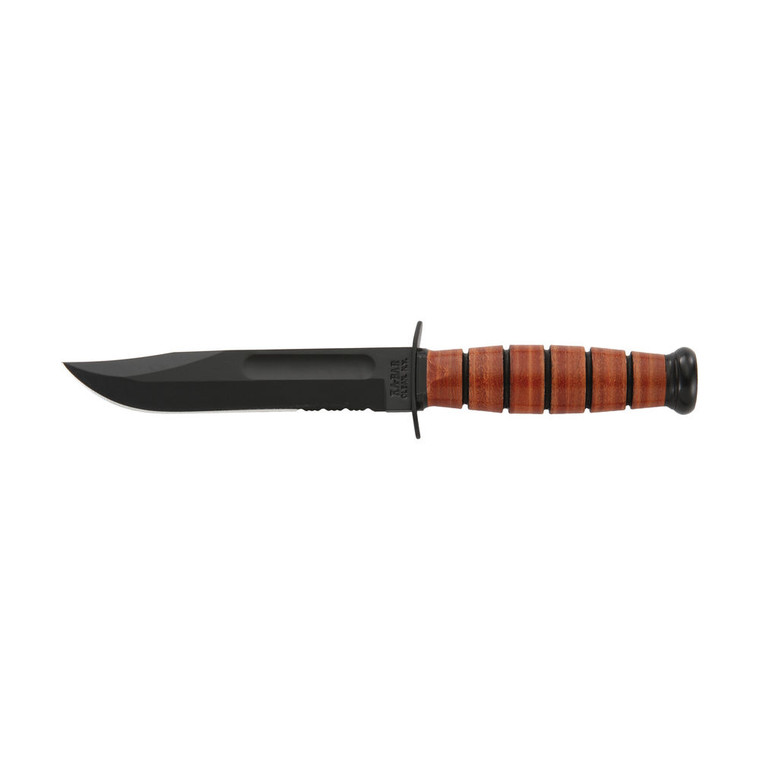 Ka-bar Knives - Short Usmc Clip Serr 5.25 W/lthr Brn Clm - 1252CP