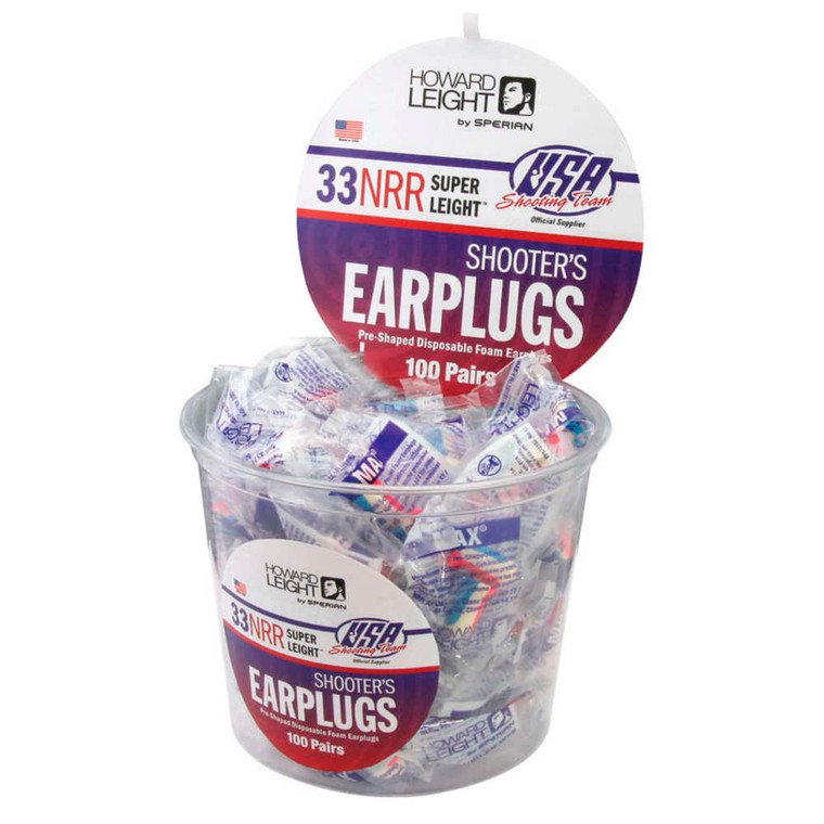 Howard Leight - Case Of 4 Usa Colors Shooter Earplugs 100pk Nrr 33 - R03113