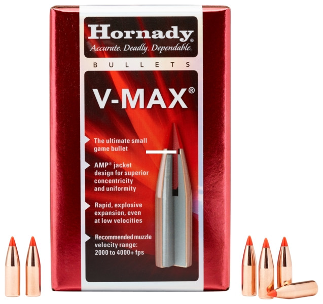 Hornady 22252 V-MAX Varmint Bullets - 22 .224 35Gr 100Rnd - 22252