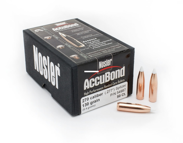 Nosler 54987 Accubond Rifle Bullets - 270Cal 130Gr .277 50Bx - 54987