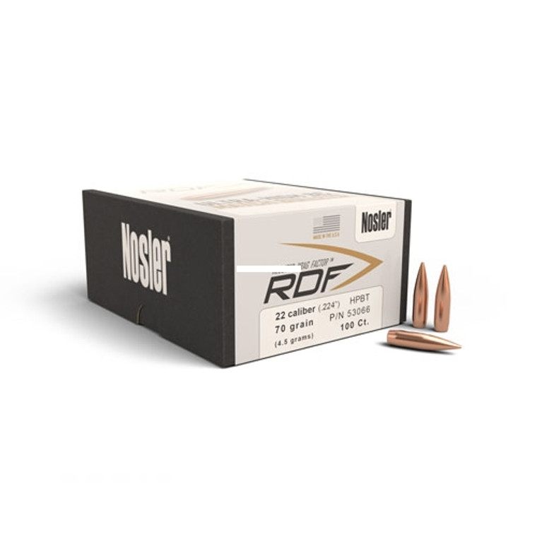 Nosler 53066 RDF Reduced Drag - Factor Rifle Bullets, 22 Cal, 70 Gr - 53066 Nosler 53066 RDF Reduced Drag - Factor Rifle Bullets, 22 Cal, 70 Gr - 53066