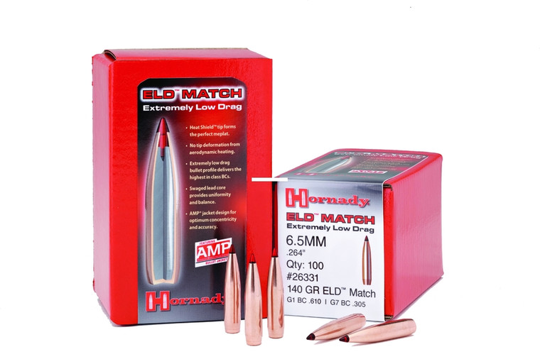 Hornady 26331 ELD Match Rifle - Bullets 6.5mm .264 140Gr 100Rnd - 26331
