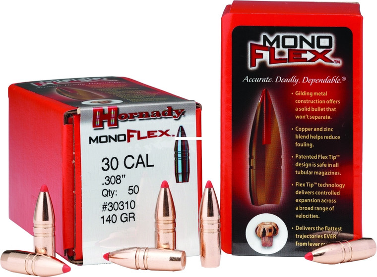 Hornady 30310 Monoflex Lead Free - Rifle Bullets 30 .308 140Gr 50Rnd - 30310
