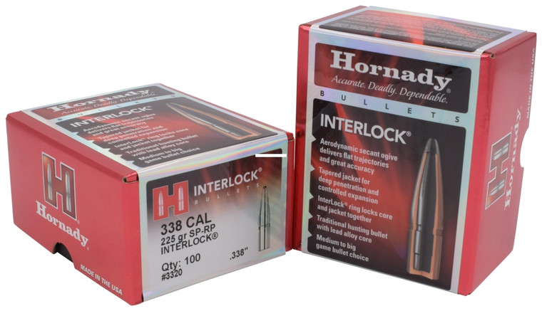 Hornady 3320 Interlock Rifle - Bullets 338 .338 225Gr SP-RP 100Rd - 3320