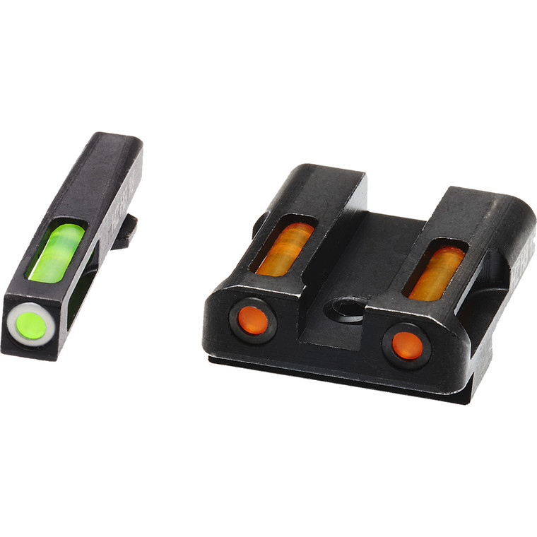 HIVIZ LiteWave H3 Handgun Sight Glock 9mmGreen/orange Litepipes White Front Ring - GLN425