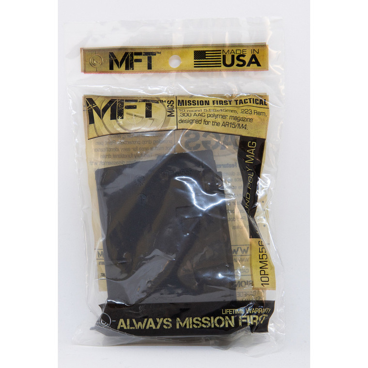 MFT Bagged Polymer Magazine 223/5.56 10rd. Black - 10PM556BAG