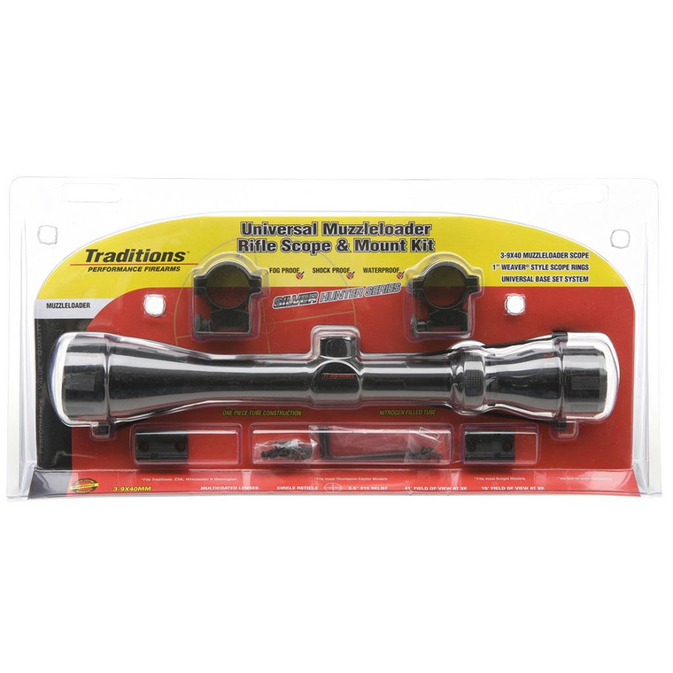 Traditions Muzzleloader Scope w/Rings and Base Black 3-9x40 - A1171