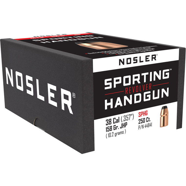 Nosler Sporting Handgun Revolver Bullet .38 Cal. 158 gr. Jacketed Hollow Point 250 pk. - 44841
