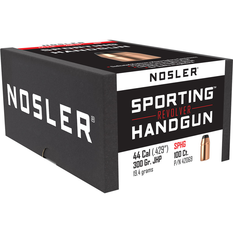 Nosler Sporting Handgun Revolver Bullet .44 Cal. 300 gr. Jacketed Hollow Point 100 pk. - 42069