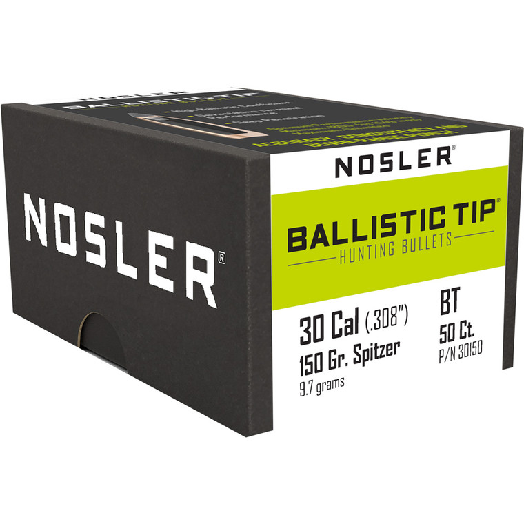 Nosler Ballistic Tip Hunting Bullets .30 Cal. 150 gr. Spitzer Point 50 pk. - 30150