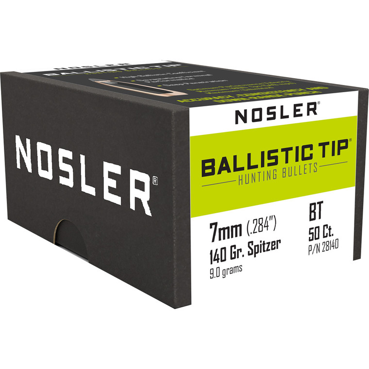 Nosler Ballistic Tip Hunting Bullets 7mm 140 gr. Spitzer Point 50 pk. - 28140