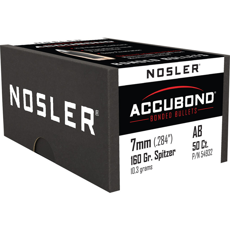 Nosler AccuBond Bullets 7mm 160 gr. Spitzer Point 50 pk. - 54932