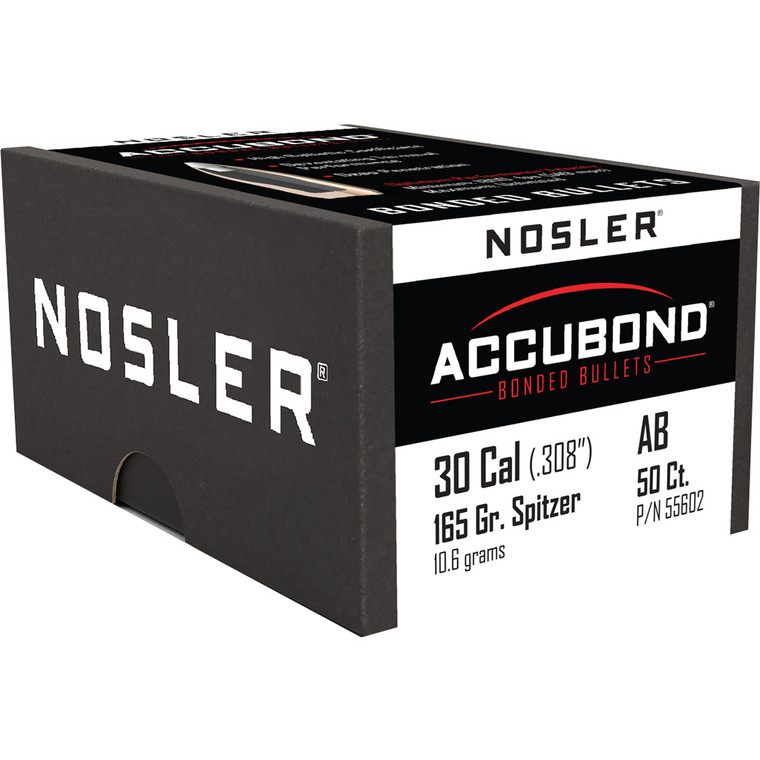 Nosler AccuBond Bullets .30 Cal. 165 gr. Spitzer Point 50 pk. - 55602