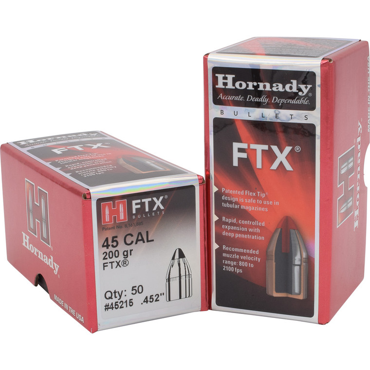 Hornady FTX Pistol Bullets 45 cal. .452 200 gr. FTX 50 box - 45215