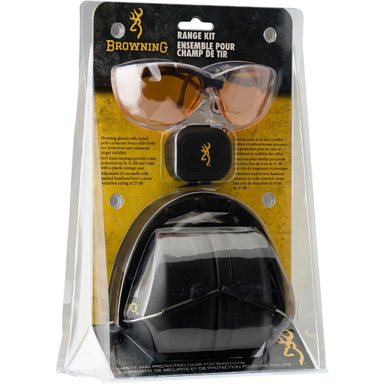 Browning Hearing & Eye Protection Range Kit Black - 126368