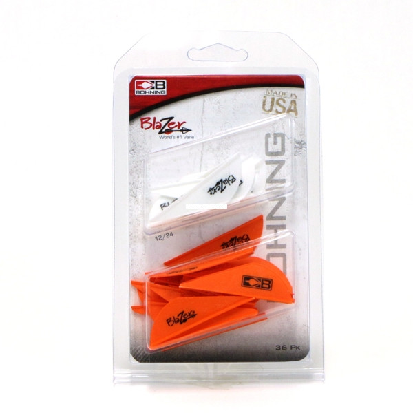 Bohning 101050wH/NO Blazer Vane - Combo 36 Pack, White / Neon Orange - 101050WH/NO