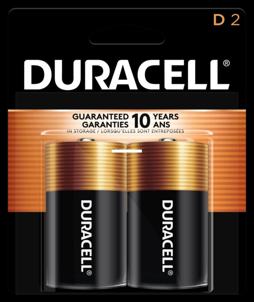 Duracell DURMN1300B2Z D Coppertop - Alkaline Battery, Carded 2 Pack - DURMN1300B2Z